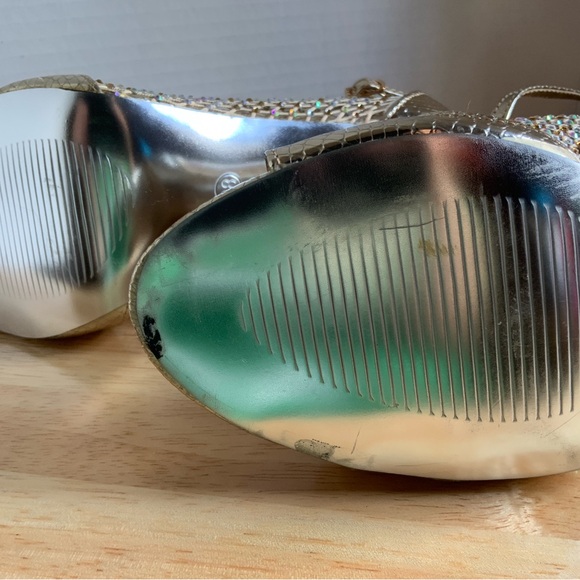 Stiletto open toe roman sandals fashion mesh gold 7.5 - Picture 6 of 6